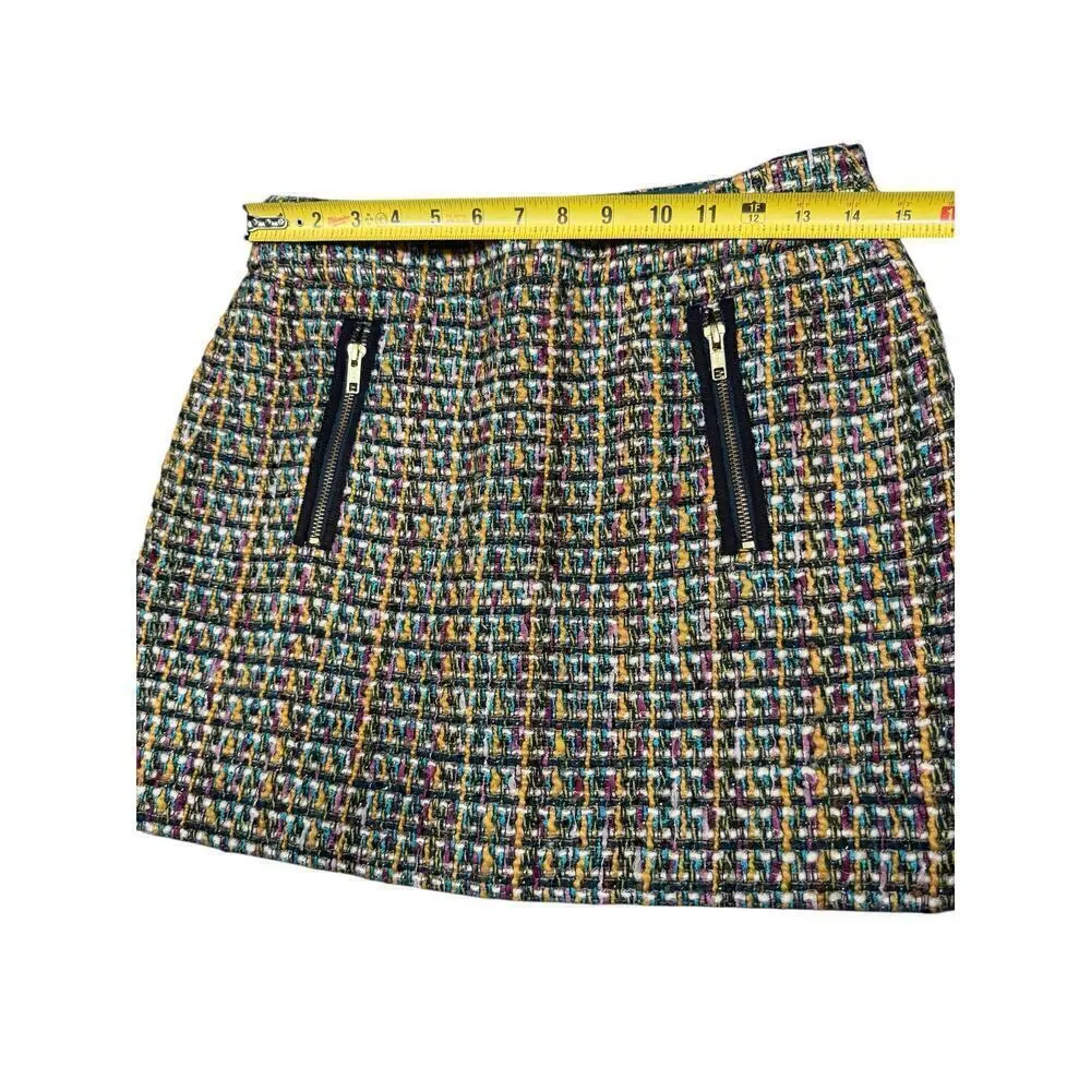 J.Crew Multicolor Tweed Zip Pocket Mini Skirt Size 2